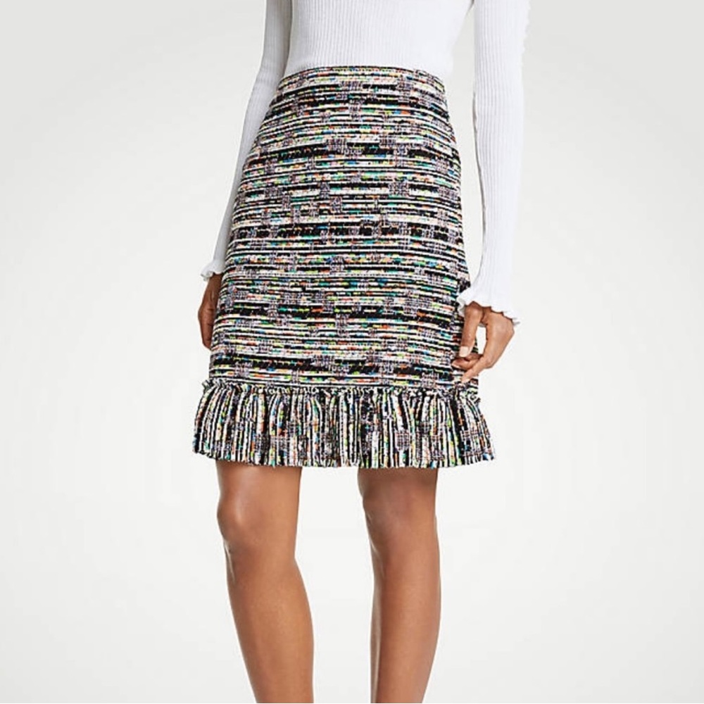 Ann Taylor Mixed Tweed Ruffle Skirt | Size 00P
